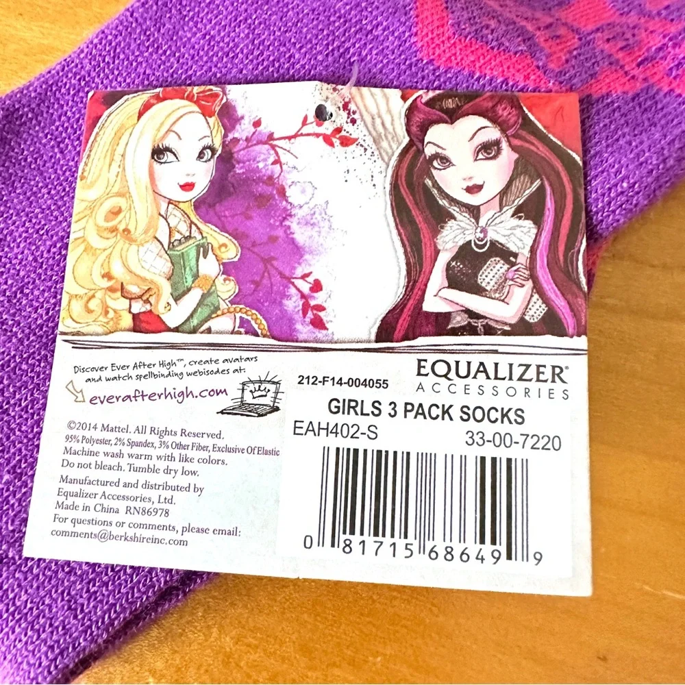 🔴 5 for $10 ONE PAIR Ever After High Purple and Pink Socks Size 5 - 6.5